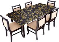 AAVYA UNIQUE FASHION Floral 6 Seater Table Cover(Black Gold  PVC)