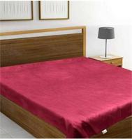 FashionPalace 100 TC Polyester King Solid Flat Bedsheet(Pack of 1  Red)