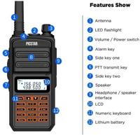 PICSTAR BF-S5plus 5W 1800mAh IP67 Waterproof UV Dual Band Two-way Handheld Radio S5+-3 Pairs Walkie Talkie(Black & Orange)
