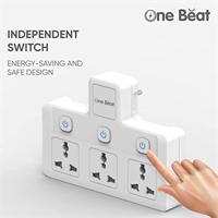 Hifi One Beat Cordless Extension Board With Individual Switch-Multi Plug Socket With 3 Sockets - Flex Board With Safety Shutter Protection