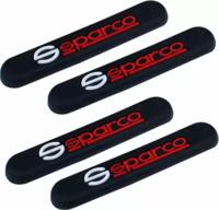 M.R Sparco Silicone Car Door Guard (Black, Red, Pack Of 4, Universal For All Cars)